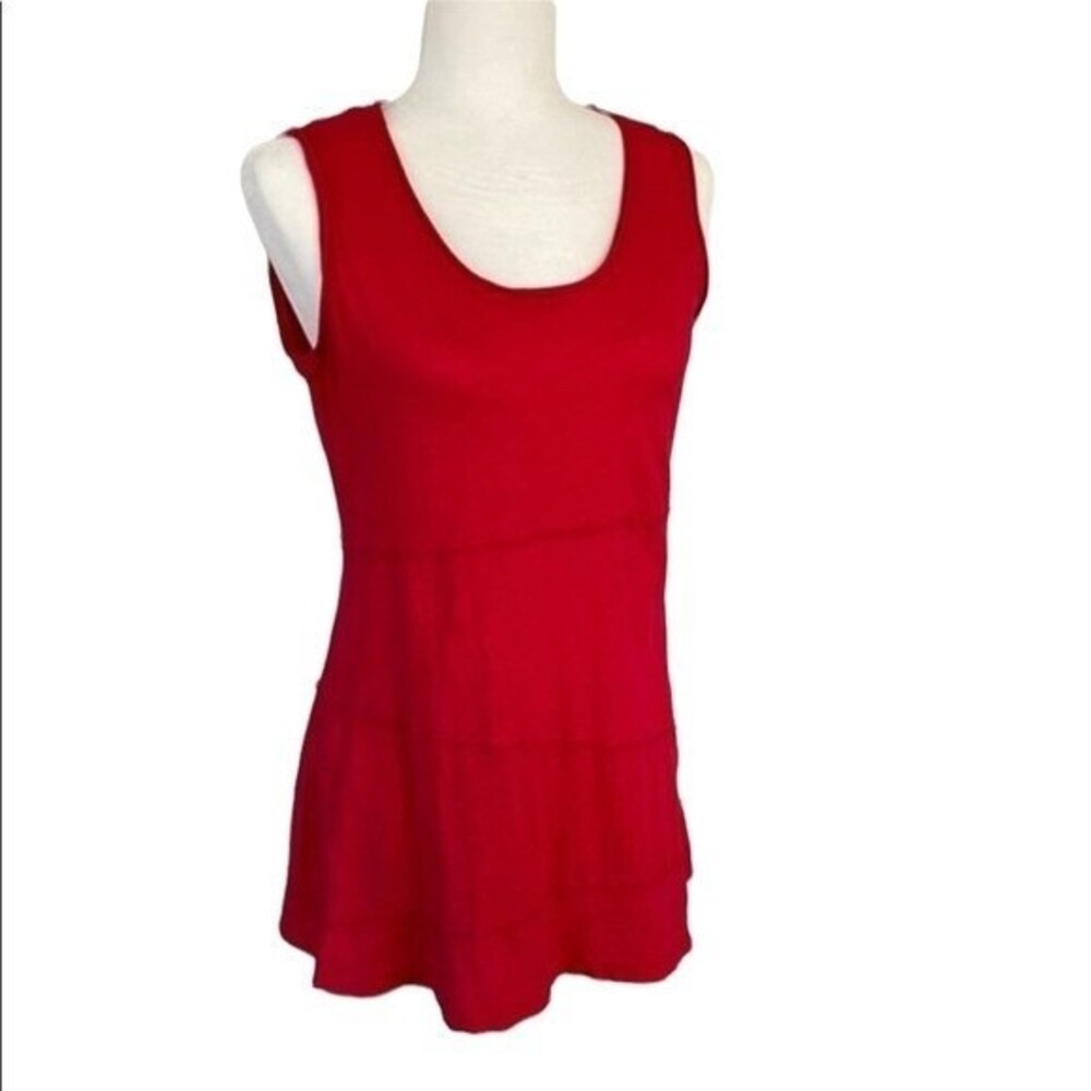 Soft Surroundings Asymmetrical Sleeveless Tunic Tee Top Slub Cotton Scoop Neck
